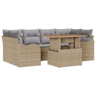 7-dijelni vrtni set sofa s jastučićima, poliratan, bež akacija