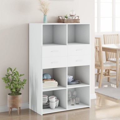 Visoka komoda bijela 80 x 42,5 x 124 cm konstruirano drvo