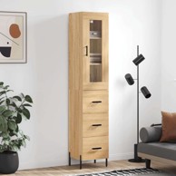 Visoka komoda hrasta sonome 34 5x34x180cm od konstruiranog drva , ladice