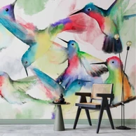 Tapeta Watercolor Birds, 300x210 cm, premium