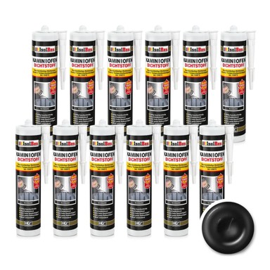 ISOLBAU Brtvilo za kamine i peći 1500 °C, 12 x 300 ml, crno
