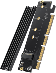 UGREEN Adapter s hladnjakom, M.2 PCIe NVME M-Key na PCIe 4.0 x16, crni