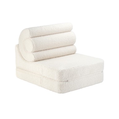 WIGIWAMA Krem dječja fotelja od bouclé tkanine Flipster