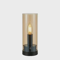 Stolna lampa Post, E14, 9cm, crna/platirano jantar staklo