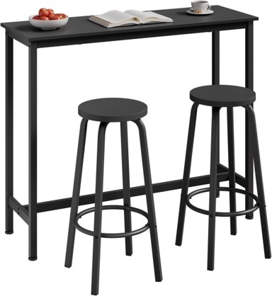 Set barskih stolova s 2 barske stolice 120 x 40 x 100 cm, crna