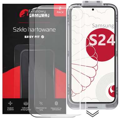 SCREEN SAMURAI Kaljeno staklo za Samsung Galaxy S24, s aplikatorom, 2 kom.
