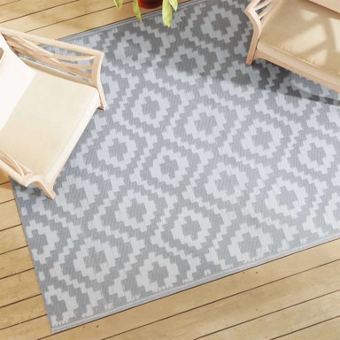 Vanjski tepih ARAKIL sivi 160 x 230 cm, PP, bijela i svijetlosiva