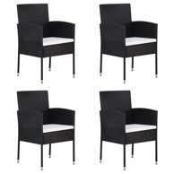 Vrtne stolice s krem bijelim jastucima 4 kom crne od poliratana