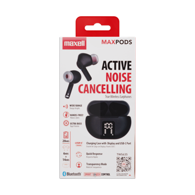 MAXELL Bežične slušalice TWS Maxpods ANC, Bluetooth, crne