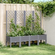 Vrtna sadilica s rešetkom siva 160 x 40 x 142 cm PP