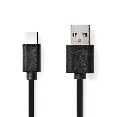 NEDIS USB kabel USB 2 0 USB C muški USB A muški 60 W 480 Mbps niklani 3 00 m okrugli PVC crni kutija