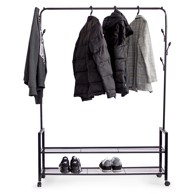 MODERNHOME Stalak za odjeću s 2 police, crni
