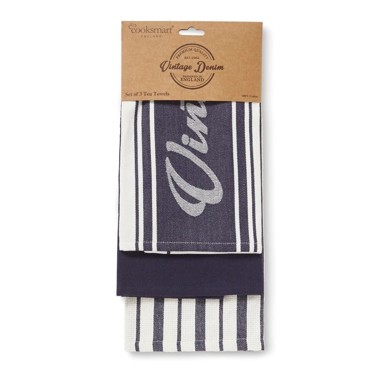 COOKSMART Set od 3 pamučne kuhinjske krpe Oxford Denim