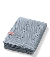 BABYONO Pletena deka sa srcima, bambus, plava