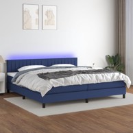 Krevet box spring s madracem LED plavi 200x200 cm od tkanine