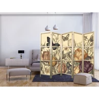 Japanski paravan Tulipani u krem boji – ilustracija cvijeća i leptira na svijetloj pozadini 225x172 cm