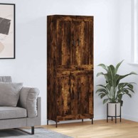 Visoka komoda dimljeni hrast 69 5x34x180 cm konstruiranog drva , drvena vrata