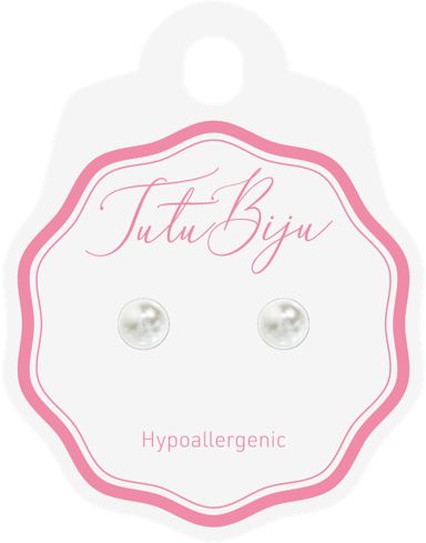 TUTU BIJU Naušnice Pearl 6.0 mm, white, TPE60C650