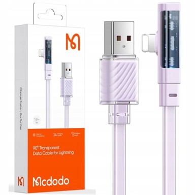 MCDODO Kutni kabel USB-A na Lightning, 1 m, 36 W, ljubičasti