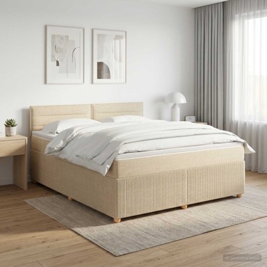 Boxspring krevet s madracem 160 x 200 cm, tkanina, krem