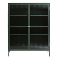 UNIQUE FURNITURE Zelena metalna vitrina Bronco, visina, 140 cm