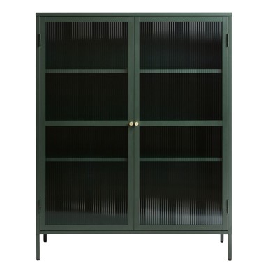 UNIQUE FURNITURE Zelena metalna vitrina Bronco, visina, 140 cm