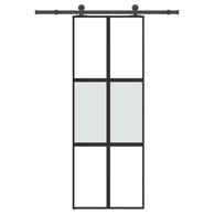 Klizna vrata s priborom od kaljenog stakla i aluminija mat i prozirna 76x205 cm