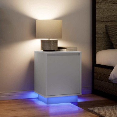 Noćni ormarići s LED svjetlima 2 kom bijeli 38x34x50 cm