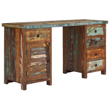 Radni stol s postoljem 140 x 50 x 77 cm, masivno obnovljeno drvo