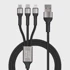 BLUE STAR 3-u-1 pleteni kabel s mikro USB kabel, USB kabel C i Lightning, 3 A