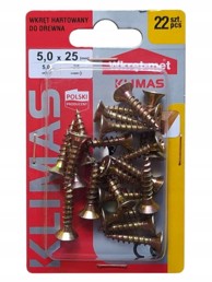 WKRET-MET Kaljeni vijci za drvo 5x25 mm PZ2 22 kom, zlatni