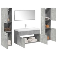 5-dijelni set kupaonskog namještaja, 90 x 38,5 x 46 cm + 30 x 30 x 130 cm, betonsko sivi