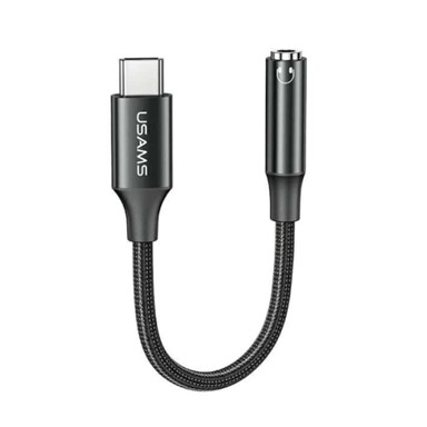 USAMS Adapter audio kabela AU16 US-SJ599, tip C na utičnicu 3,5 mm s DAC čipom, crni
