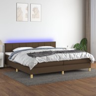 Krevet box spring s madracem LED tamnosmeđi 200x200 cm tkanina