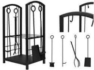 KAMINER Koš za drva i pribor za kamin PK011 30x40x73 cm, crni