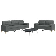 Set sofa 2-dijelni s ukrasnim jastucima, tkanina,, tamnosivi