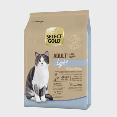 SELECT GOLD Hrana za mačke, Cat Light Adult, perad s rižom, 2,5 kg