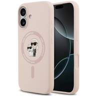 KARL LAGERFELD Silikonska MagSafe maskica s prstenom Karl&Choupette za iPhone 17 Pink