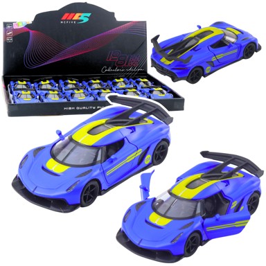 Metalni trkaći sportski auto s vratima na otvaranje, 1:32, plavi
