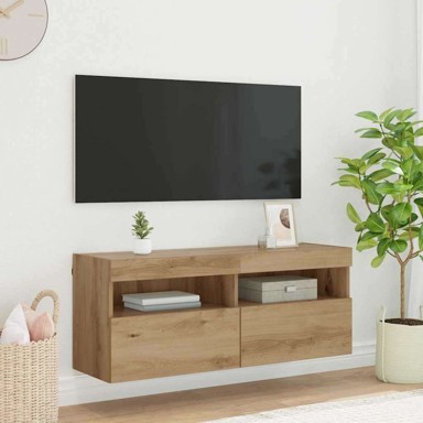 TV zidni ormar s LED lampicama, 100 x 30 x 40 cm, umjetnički hrast