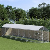 Vanjski kavez za pse s krovom srebrni 2x14x2,5m pocinčani čelik