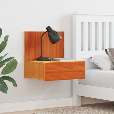 Noćni ormarić montiran na zid s ladicama zidni 2 kom, voštano smeđe boje