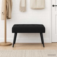 Klupa s gumbastim prošivom 60 x 40 x 45 cm, crna, baršun