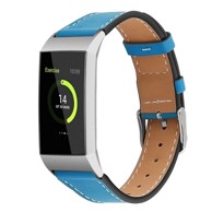 B-STRAP Leather Italy (Large) remen za Fitbit Charge 3 / 4, blue