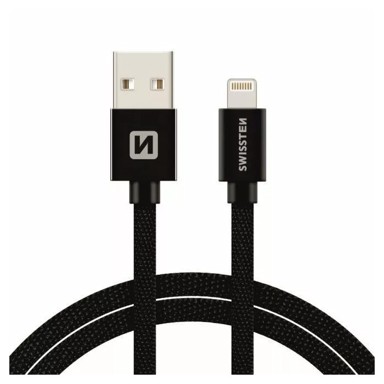 SWISSTEN Kabel USB/Lightning, platneni, 3A, 3m
