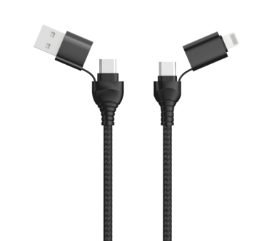 BOT Kabel 4u1 USB-A i USB-C i Lightning, 1.2m, crna  