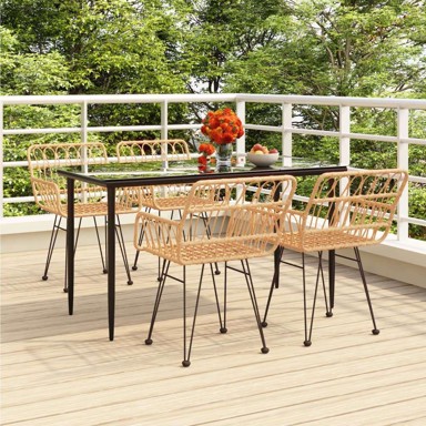 5 dijelni vrtni blagovaonski set od poliratana, 140 x 70 x 74 cm