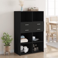 Visoka komoda crna 80 x 42,5 x 124 cm konstruirano drvo