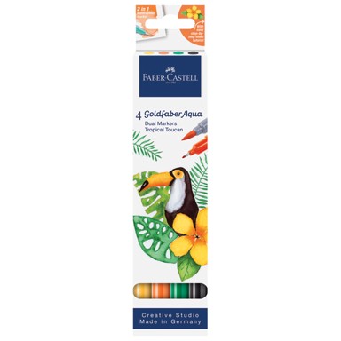 FABER-CASTELL Akvarel marker Goldfaber Tropical, obostrani, 4 boje, blister