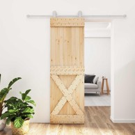 Klizna vrata 70x210 cm od masivne borovine, prirodna i bijela